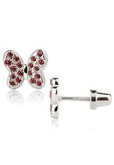 catchy silver cubic zirconia January birthstone butterfly baby earrings